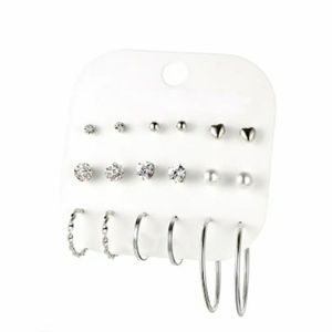 9 Pairs of Silver Earrings